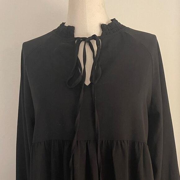 SHEIN Womens Black Long Sleeve Tiered Peasant Poet Dress | Size 6 - Picture 4 of 9